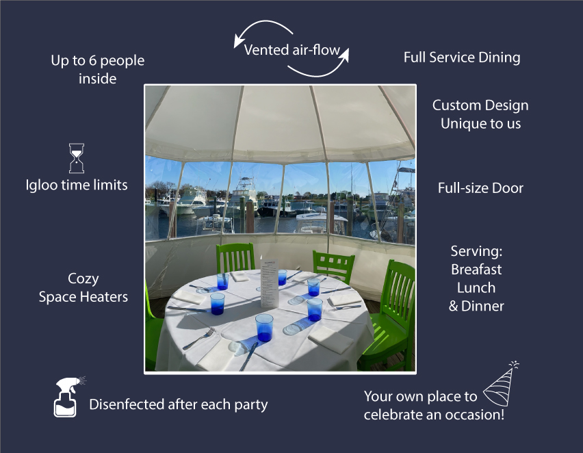Features of Igloo dining at Mile Marker One