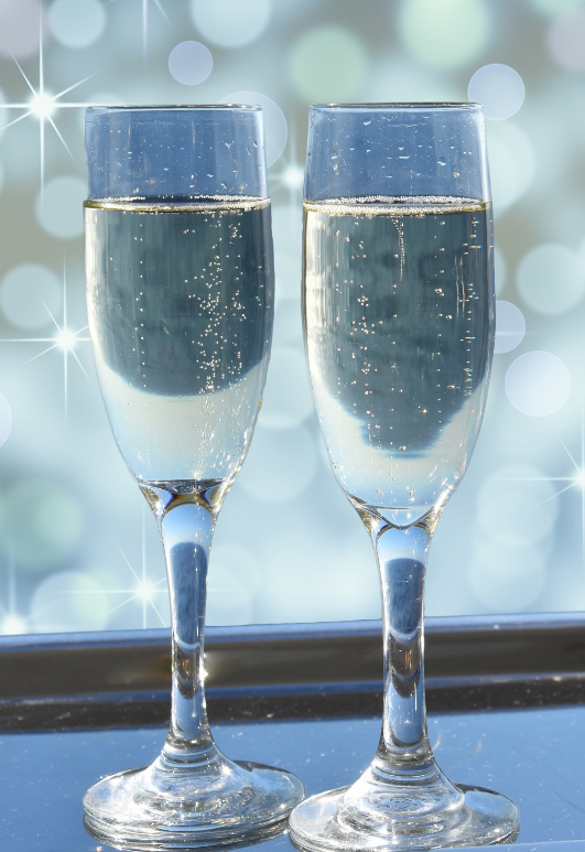 two champagne glasses