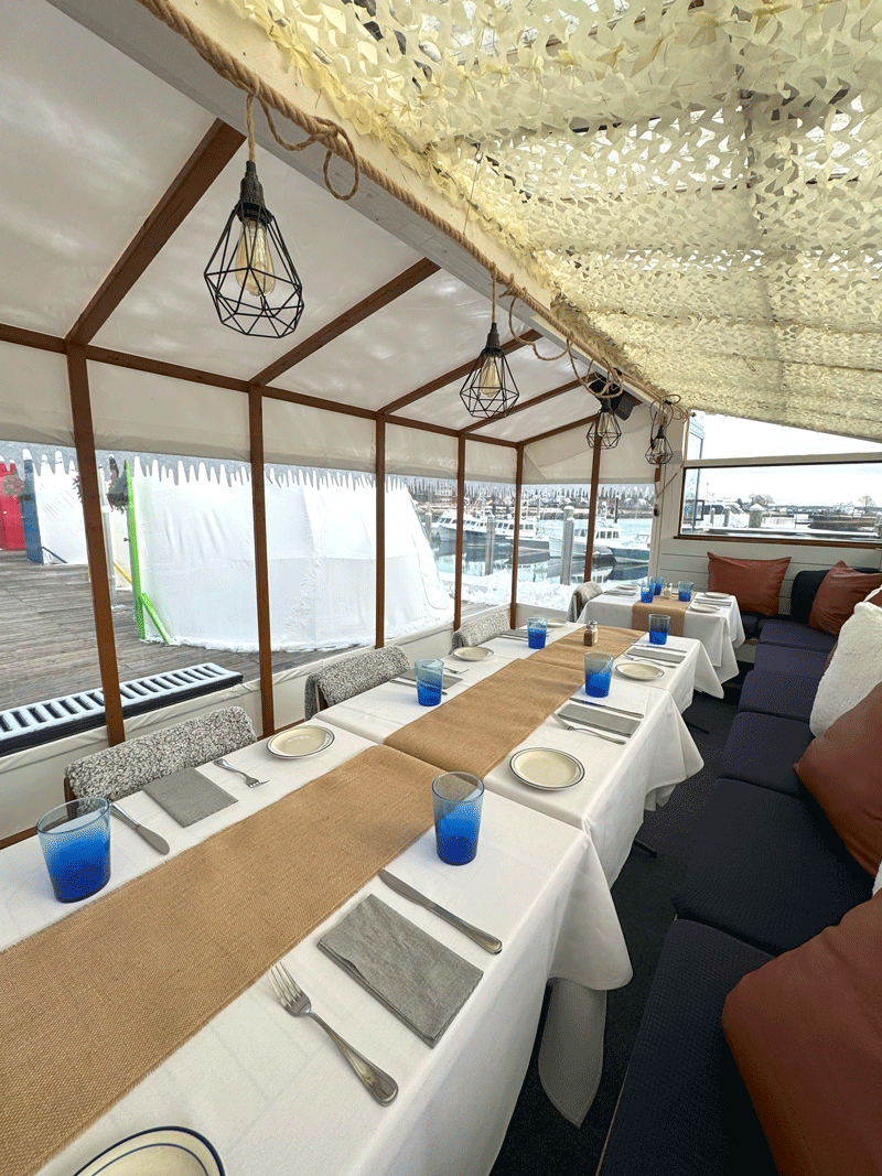 table Seating Ice Cave on the water