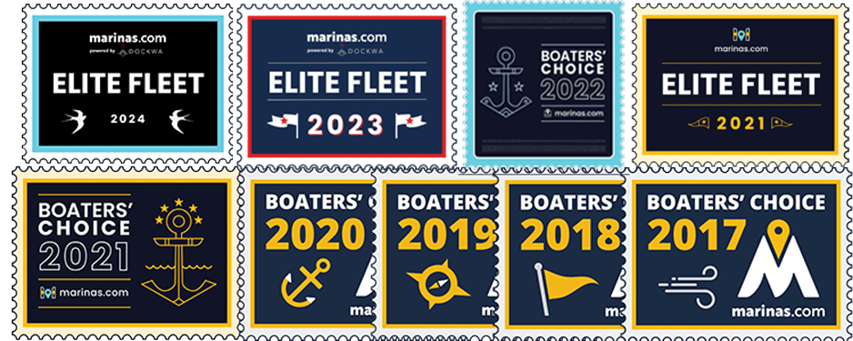 Boater Choice Awards badges best marina and elite marina 2017-2024