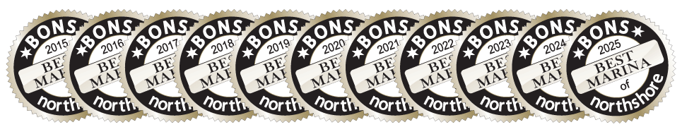 10 badges of Best Marina by North shore magazine