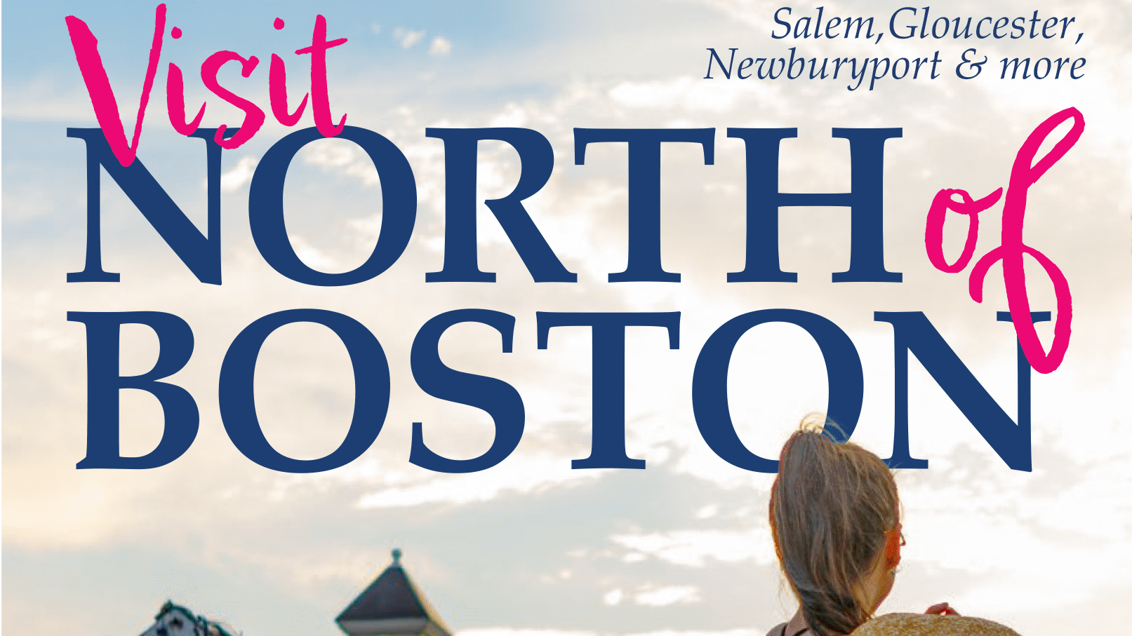 Visit North of Boston sunset women and bike with hat ans ice cream stand behind