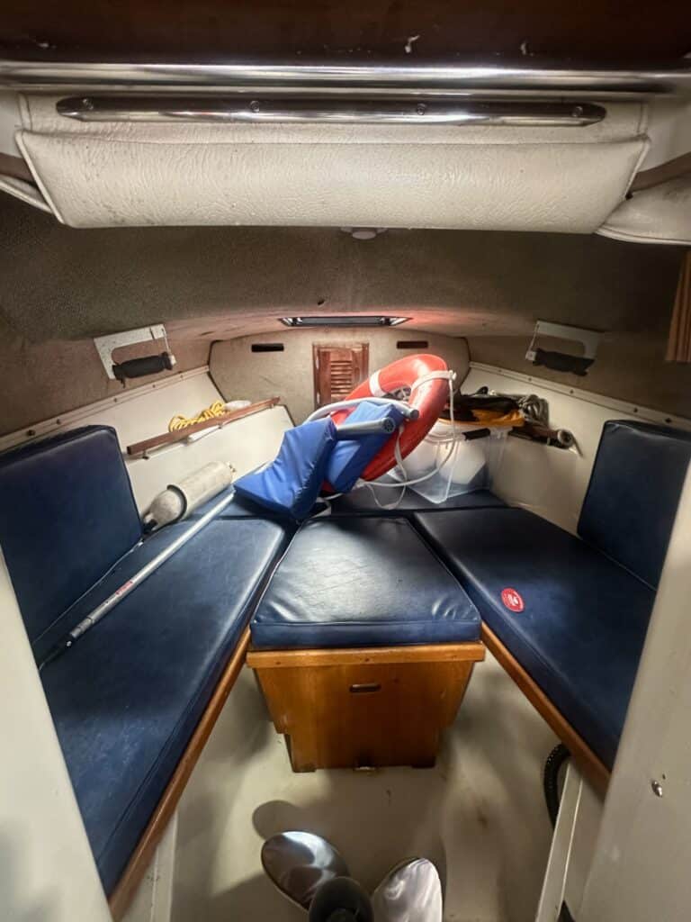 inside of a boat and vee berth