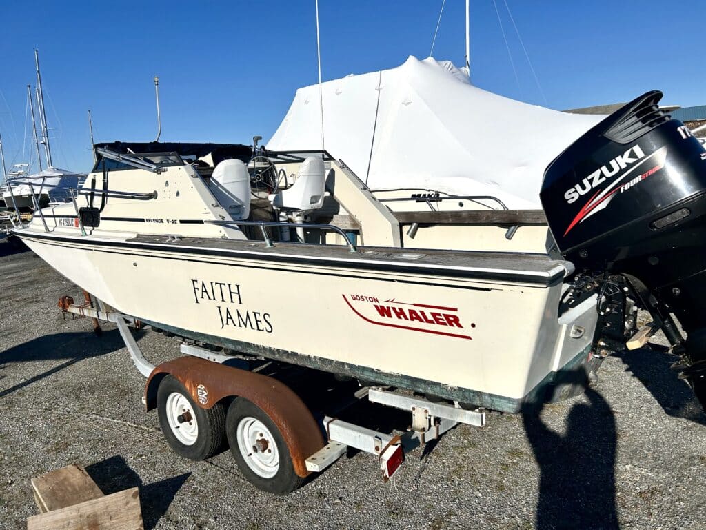 Side of a boat on a trailer