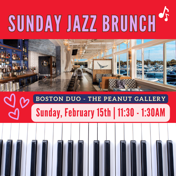 Sunday Jazz brunch Waterfront Dininig room and piano keys on the water