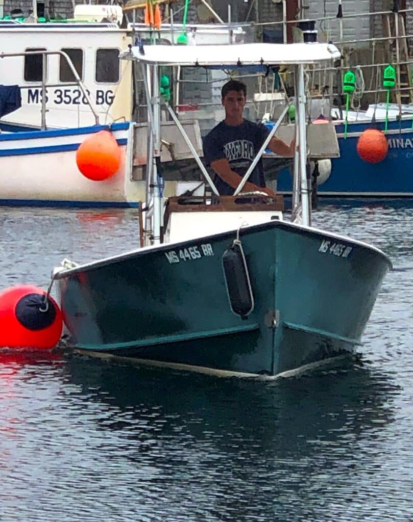 18 center console boat in the water