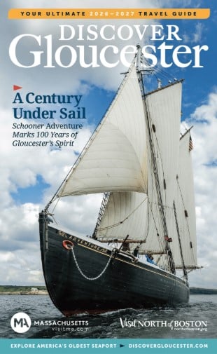 Discover Gloucester Visitors Guide with Schooner on the water