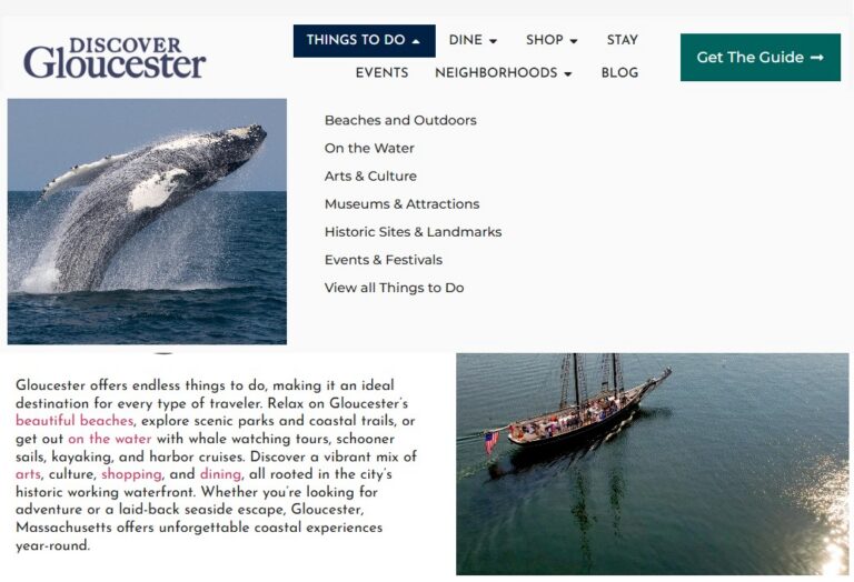 Discover Gloucester website with Schooner on the water