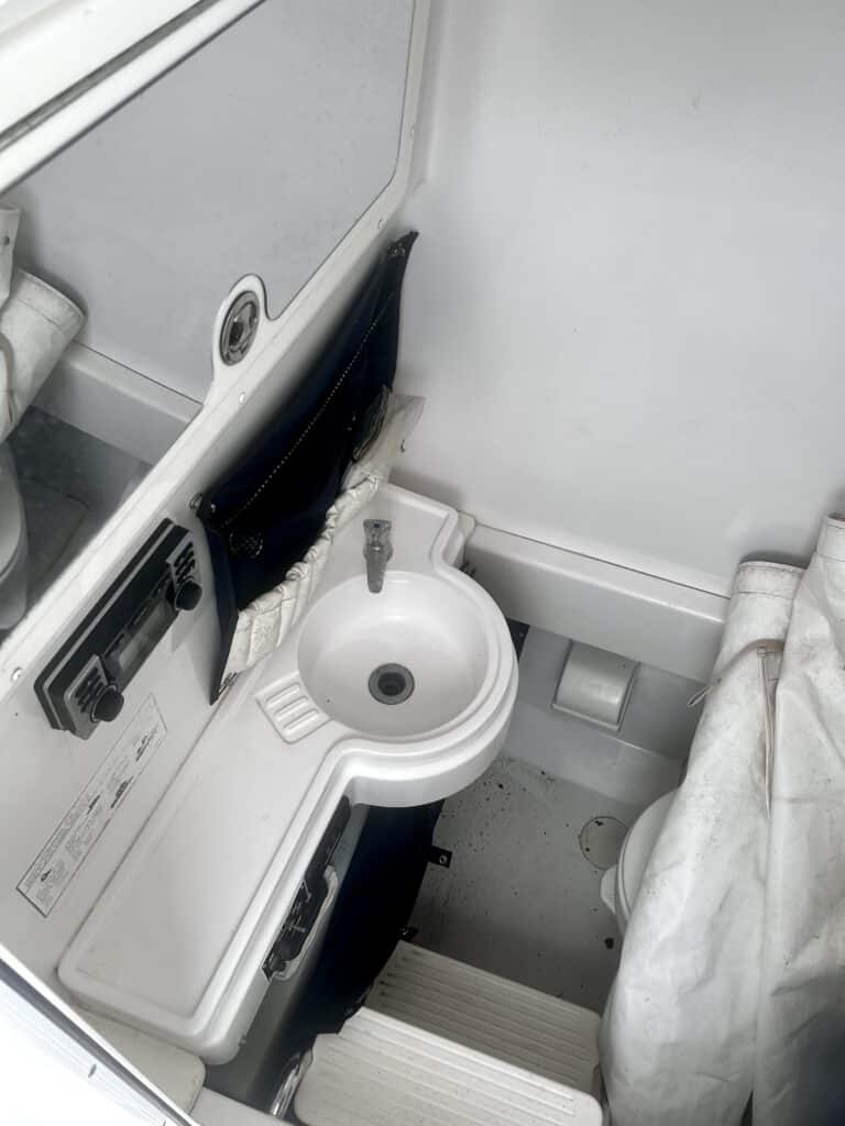 Head in center console of Southport boat