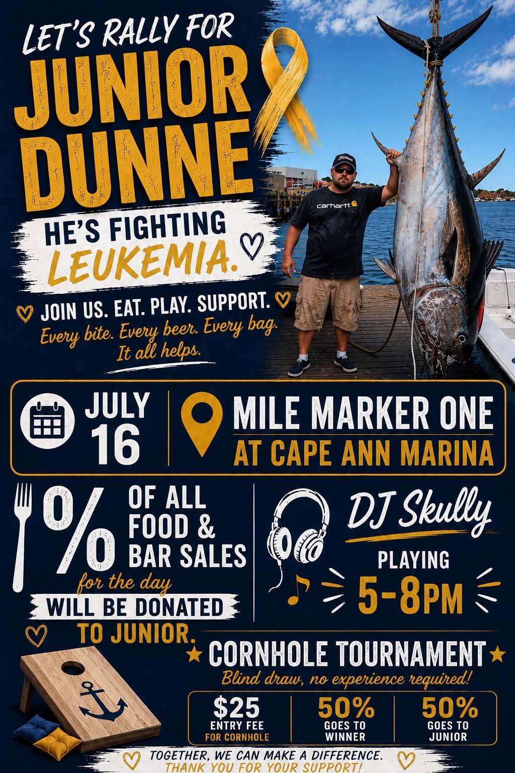 flyer junior dunne fundraiser cornhole