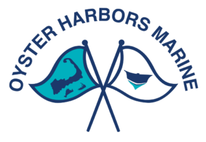 Oyster harbors Marine Logo, two flags crossed