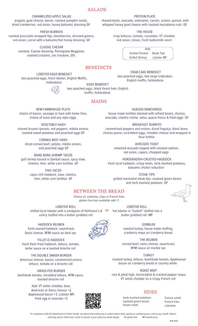 Brunch menu Mile Marker One