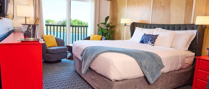 hotel room on the water king bed