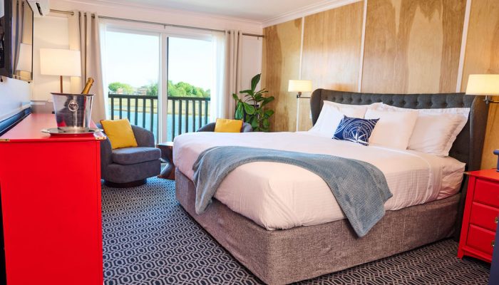 hotel room on the water king bed