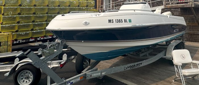 center console boat on a trailer for sale