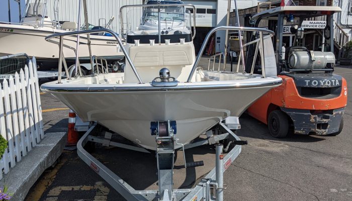 front of boat on a trailer