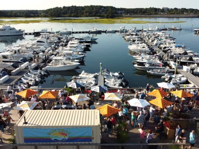 deck at a marina with boats
