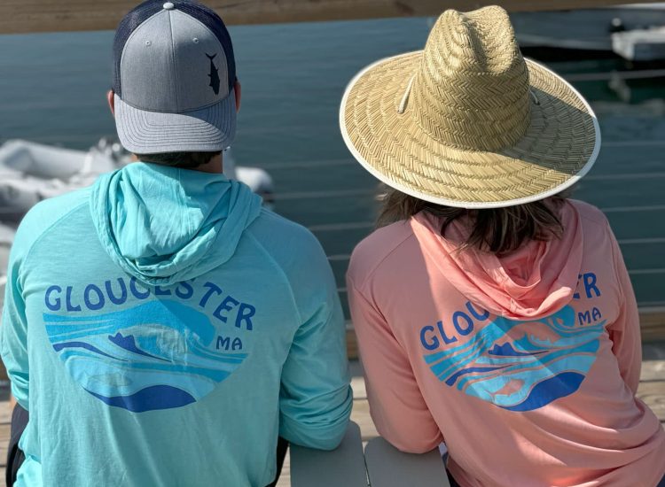 Long Seelve aqua and coral GLoucester long sleeve hoood shirts