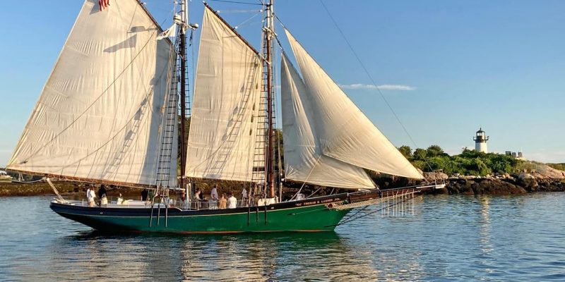Schooner under sail