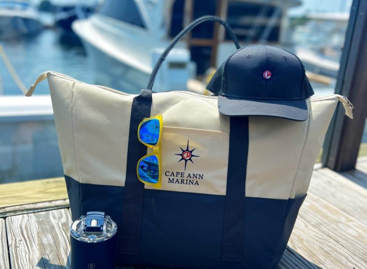 Cooler tote bag with hat sunglasses adn koozie